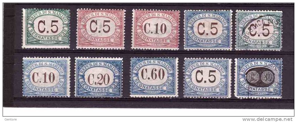 SAN MARINO 1897-1931 Selection Of Stamps For Tax  Mint  Hinged   And Cancelled - Timbres-taxe