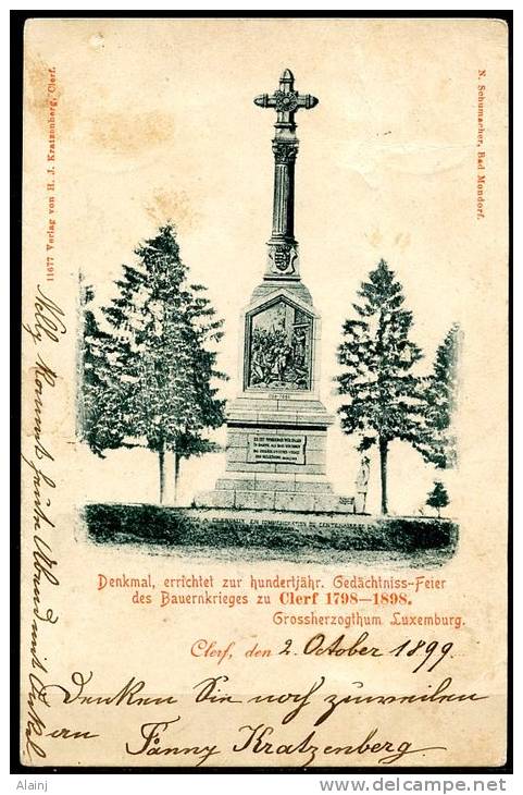 CP   Clerf - Clervaux   ---   Denkmal Bauernkrieges 1798 - 1898  /  Klöppelkriegdenkmal - Clervaux