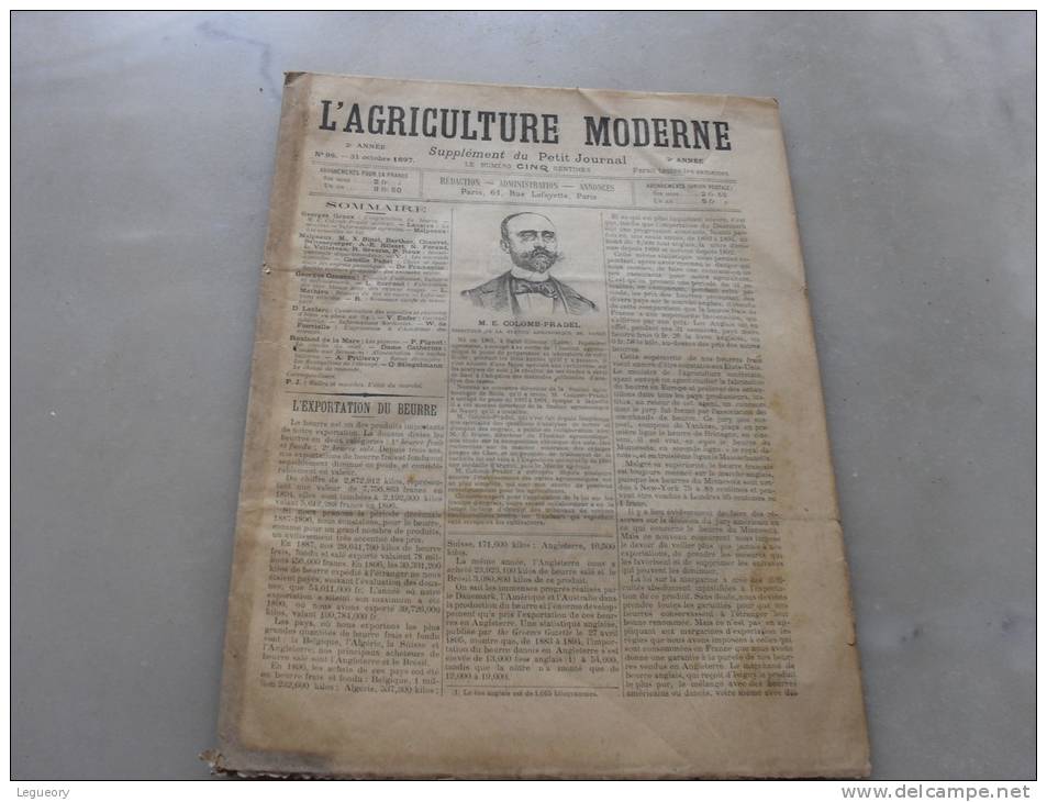 L´Agriculture  Moderne    N° 96  31 Octobre 1897 - Revues Anciennes - Avant 1900