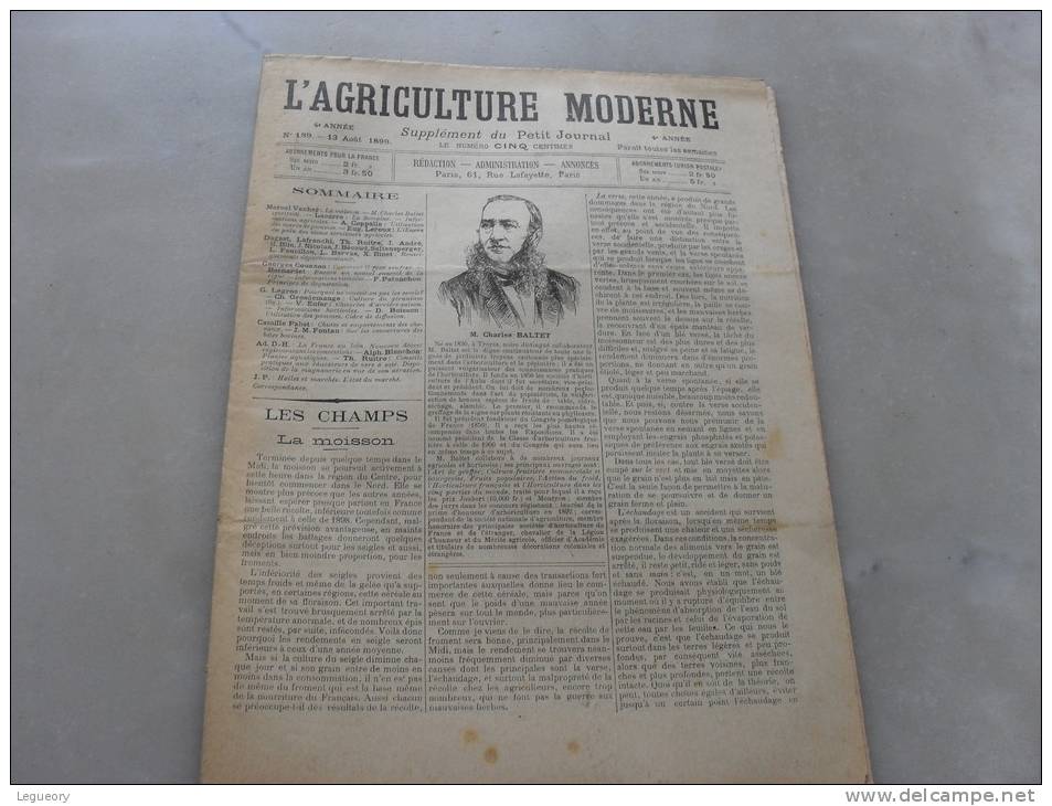 L´Agriculture  Moderne    N°189   13  Aout 1899 - Magazines - Before 1900