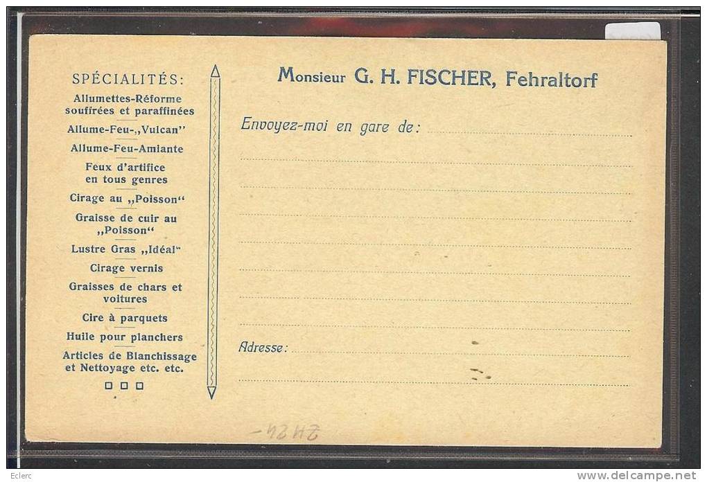 FEHRALTORF - FISCHER, FABRIQUE D'ALLUMETTES ET GRAISSES CHIMIQUES - TB - Fehraltorf