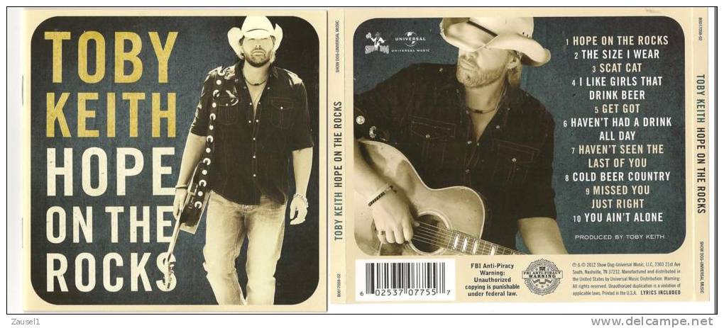 Toby Keith - Hope On The Rocks  - Original  CD - Country & Folk