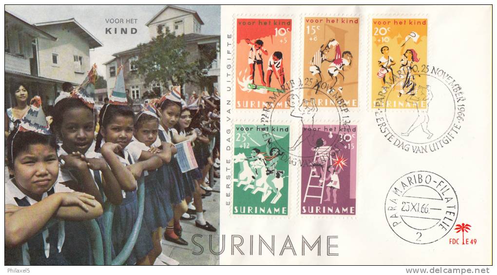 Suriname - FDC E49 - Kinderzegels, Feesten - NVPH 462 - 466 - Suriname ... - 1975