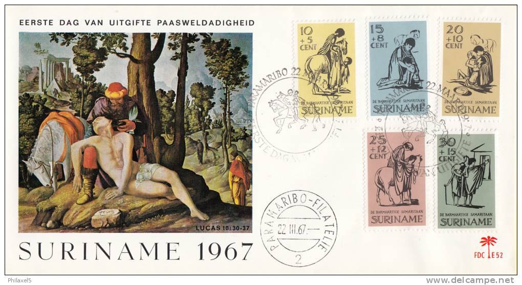 Suriname - FDC E52 - Paaszegels - NVPH 470 - 474 - Suriname ... - 1975