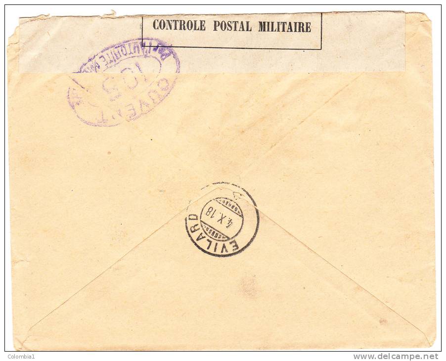 LETTRE Du 4/x/1918 Via La SUISSE ( Ouvert Controle Postal Militaire) - 1877-1920: Période Semi Moderne