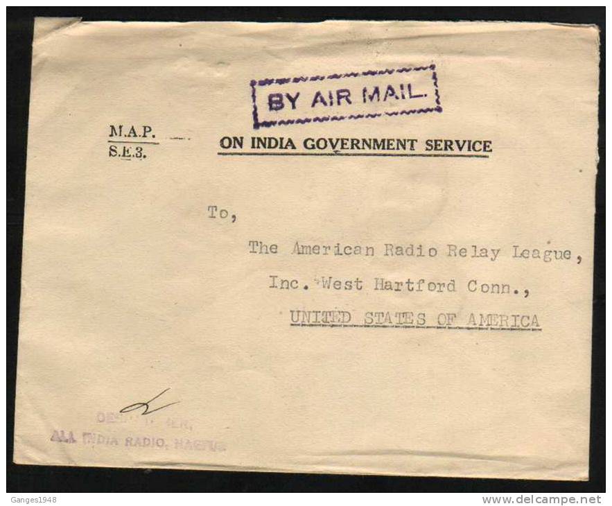 INDIA  1954  SERVICE Stamps ON INDIA GOVERNMENT SERVICE Cover To United States #  46103   Indien Inde - Lettres & Documents