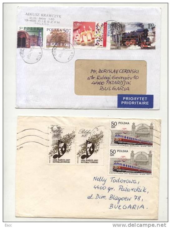 10 Mailed Covers (letters) With Stamps   From Poland To Bulgaria - Lettres & Documents