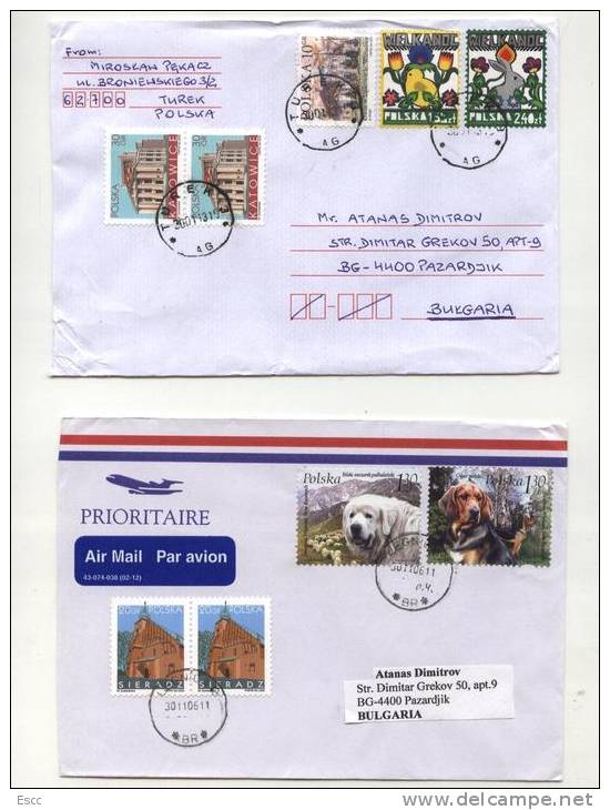 10 Mailed Covers (letters) With Stamps   From Poland To Bulgaria - Briefe U. Dokumente