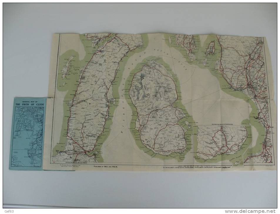 Gall &amp; Inglis - Tourist Map Of The Clyde - General Map Of The Firth Of Clyde - Cartes Topographiques