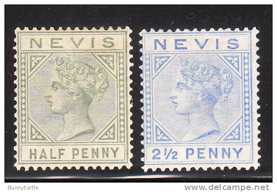 Nevis 1882-90 Queen Victoria 2v Mint - St.Christopher, Nevis En Anguilla (...-1980)