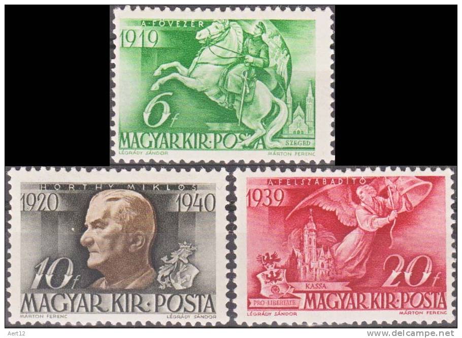 HUNGARY, 1940, 20th Anniversary Of The Election Of Admiral Horthy As Regent Of Hungary, Sc/Mi 555-557 / 626-28 - Nuevos