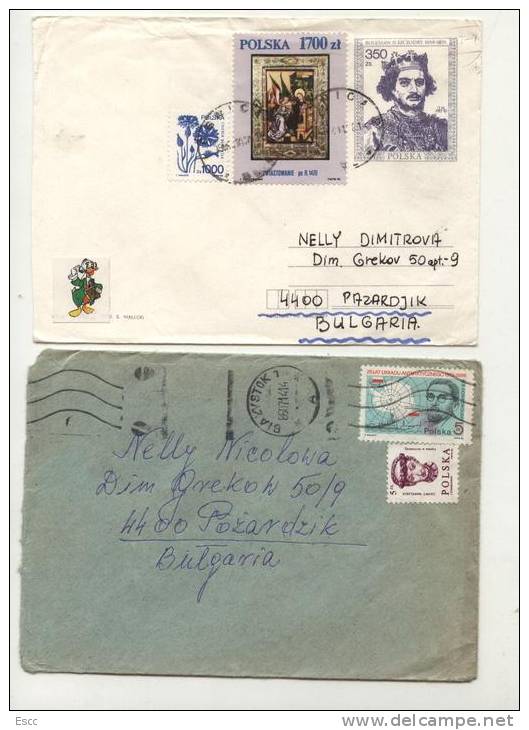 10 Mailed Covers (letters) With Stamps   From Poland To Bulgaria - Lettres & Documents