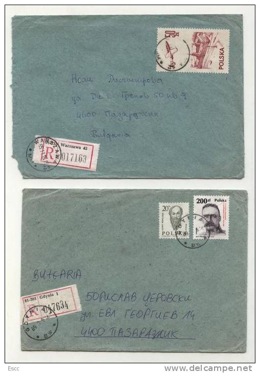 10 Mailed Covers (letters) With Stamps   From Poland To Bulgaria - Lettres & Documents