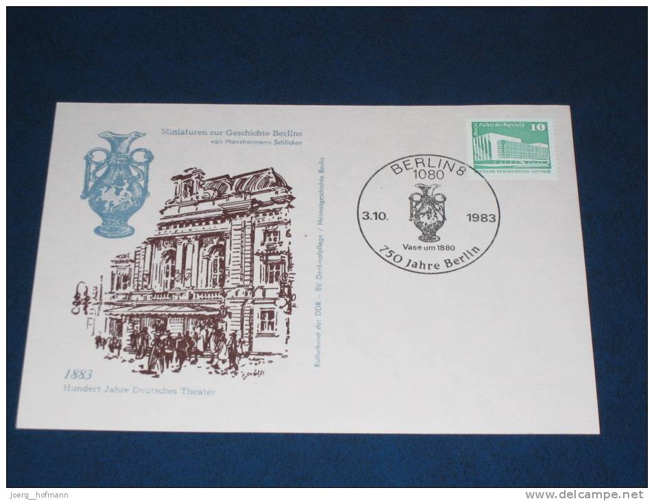 Karte Postkarte DDR Deutschland 1983 750 Jahre Berlin Vase 100 Jahre Deutsches Theater - Franking Machines (EMA)