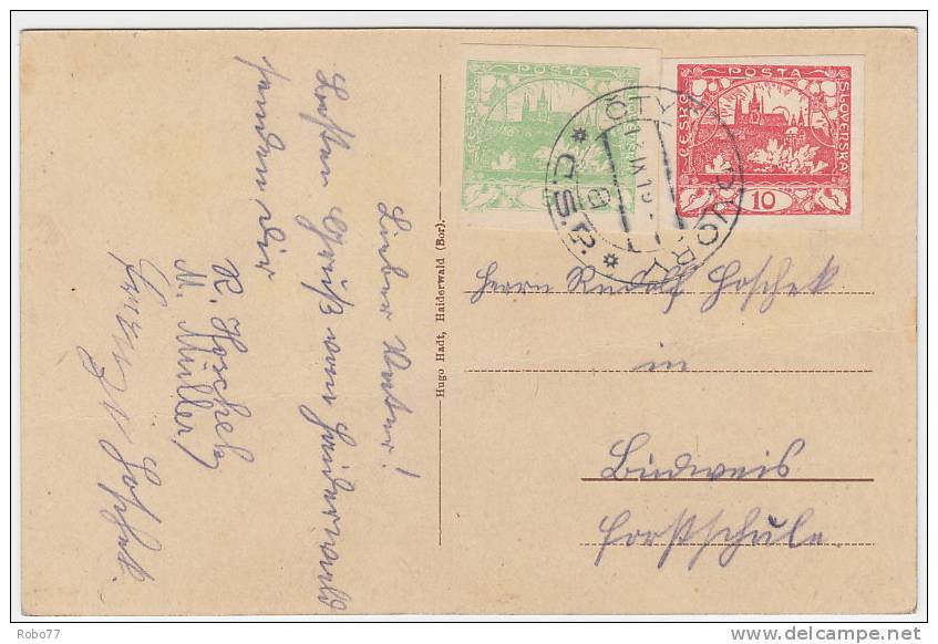 1919 Postcard. St. Lucia. Soldiers, Civilians, Dog, Restaurant. Czechoslovakia Stamps, Hradcany. Ctyry Dvory (T78001) - Saint Lucia