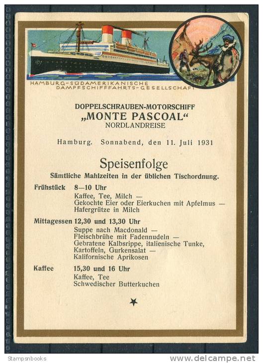 Hamburg-Südamerikaische Dampfschifffahrts-Gesells Chaft Motorschiff MONTE PASCOAL Reindeer - Piroscafi