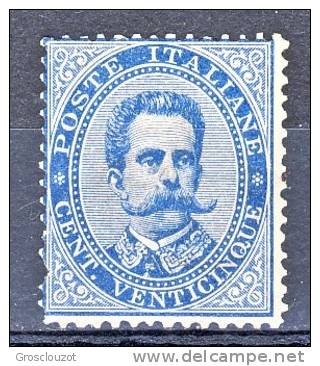 Regno U1, 1879, Sassone N. 40, C. 25 Azzurro, MNH Freschissimo, Firmato Biondi  Cat. € 1250 - Nuovi