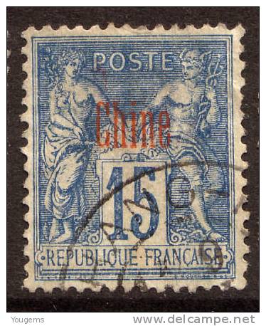 China France P.O. 1894 15c With Opt Variety And Partly "SHANG-HAI" Cds USED - Andere & Zonder Classificatie