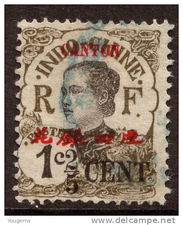 China France P.O. 1919 25c On 1c With "CANTON" Overprint & Original Gum VFU - Andere & Zonder Classificatie