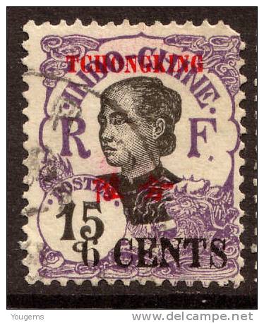 China France P.O. 1919 6c On 15c With "TCHONGKING" Overprint VFU - Other & Unclassified