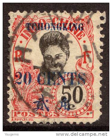 China France P.O. 1919 20c On 50c TCHONGKING Opt &"HANOI TONKIN" Good Postmark VFU - Other & Unclassified