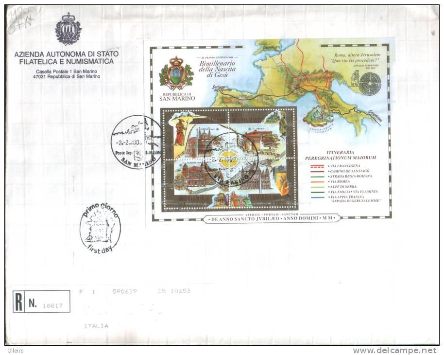 San Marino 2000  Busta FDC Fgl Il Giubileo Del 2000 - Fgl  XX Secolo    ° VFU - Gebraucht