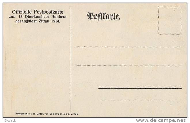 Off.Festpostkarte Zum 13. Oberlausitzer Bundesgesangsfest Zittau 1913 - Zittau