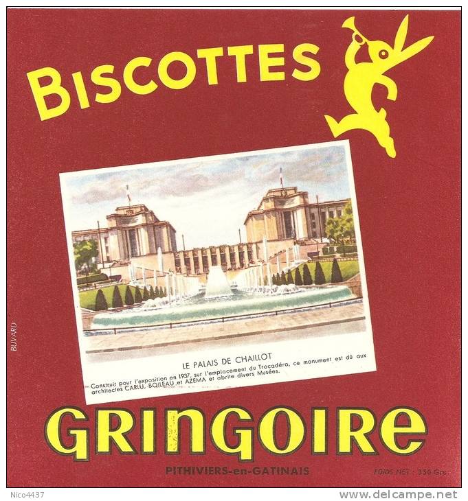 Buvard Biscottes Gringoir E  Le Paiais De Chaillot - Zwieback