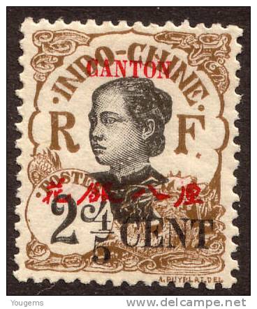 China France P.O. 1919 45c On 2c "CANTON" Overprint MH - Otros & Sin Clasificación