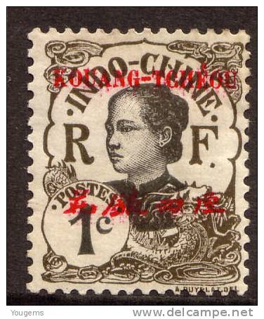 China France P.O. 1908 1c "KOWANG-TCHEOU" Overprint MH - Other & Unclassified