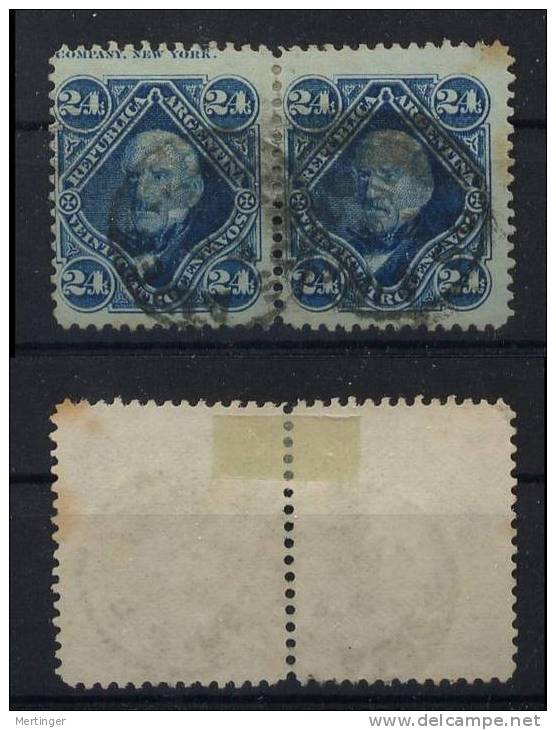 Argentinien Argentina 1887 Mi# 50 Used Pair With Legenda ABN - Usados