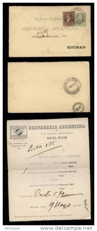 Argentina Argentinien 1893 Advertising Lettercard CERVECERIA QUILMES Beer Bier - Lettres & Documents