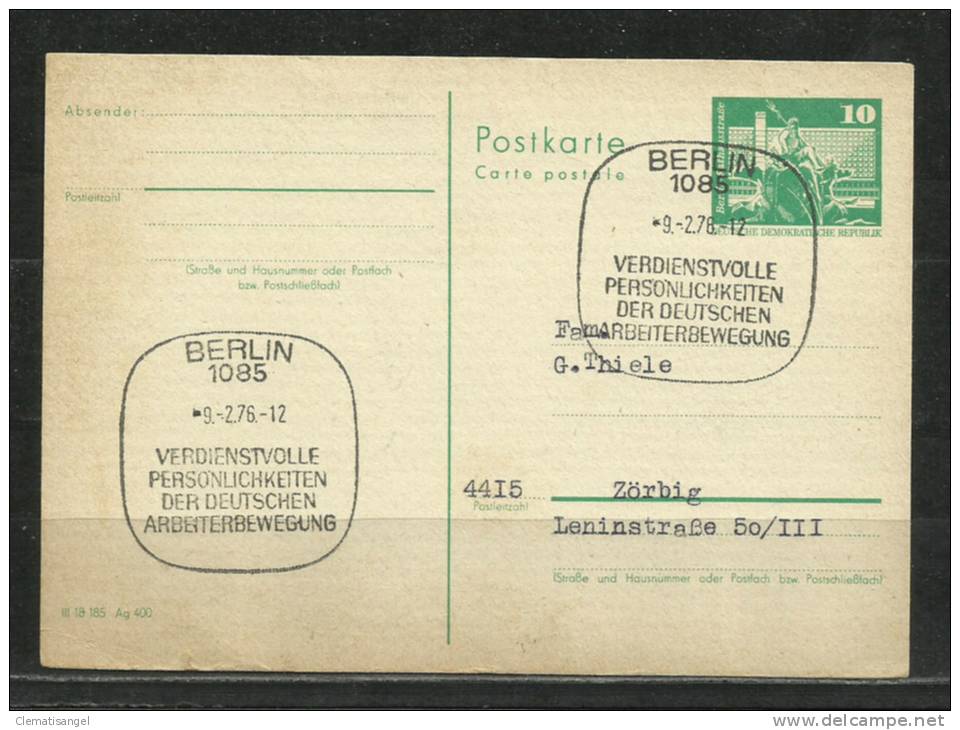 TOP!! DDR * GANZSACHE * GESTEMPELT * BERLIN * VERDIENSTVOLLE PERSÖNLICHKEITEN * 1976 *  **!! - Postcards - Used