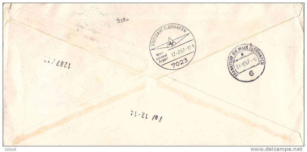 9580# FINLANDE LETTRE PAR AVION EXPRES Obl HELSINKI HELSINGFORS 1967 EBERSBACH ALLEMAGNE SUOMI FINLAND LENTOPOSTI PIKA - Covers & Documents