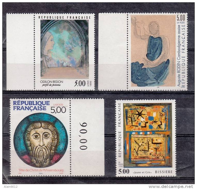 France - Série Artistique 1990 -  YT 2635-2636-2637-2672 Neufs NSC (MNH) - Brieven En Documenten