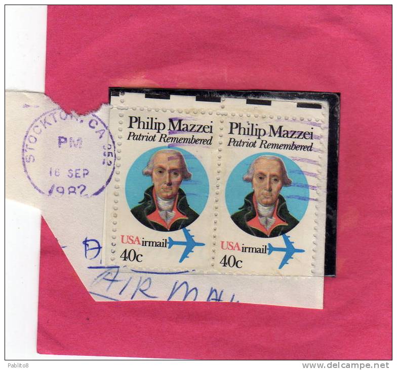 USA - STATI UNITI 1980 AIR MAIL PHILIP MAZZEI PATRIOT REMEMBERED FILIPPO PATRIOTA PER L´INDIPENDENZA USED - 3a. 1961-… Afgestempeld