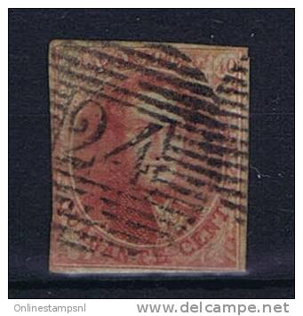 Belgium OBP 8 Used 1851, Cancel 24 Brussel - 1851-1857 Medaillons (6/8)