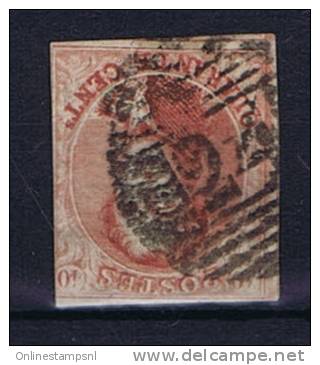 Belgium OBP 8 Used 1851, Cancel 24 Brussel - 1851-1857 Medaglioni (6/8)
