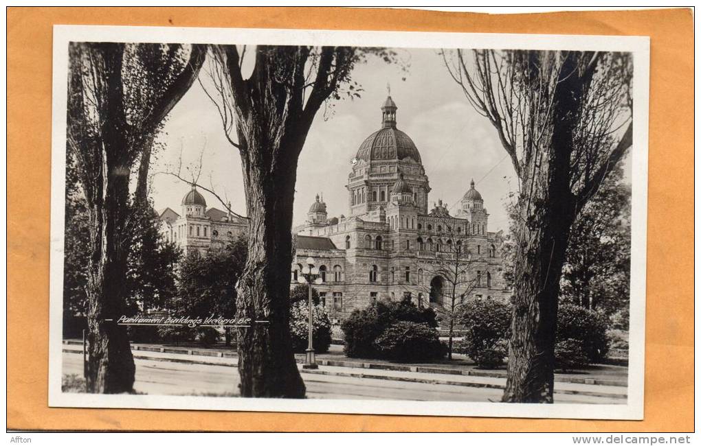 Parliament Buildings Victoria BC Old Real Photo Postcard - Victoria