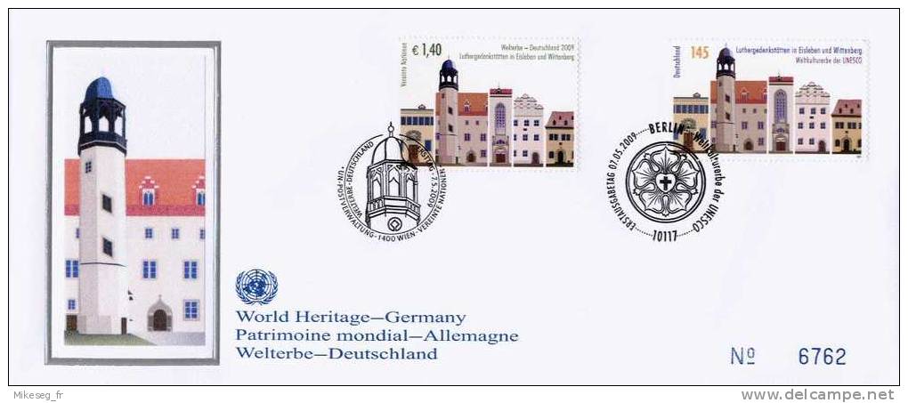 ONU Vienne 2009 ** Patrimoine Mondial Allemagne FDC Soie UNPA/Germany - FDC