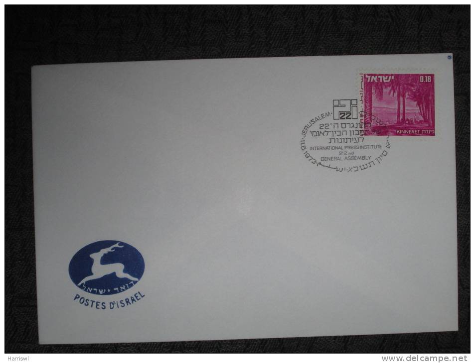 ISRAEL 1973  SPECIAL POSTMARK COVER  INTERNATIONAL PRESS INSTITUTE 22ND ASSEMBLY - Lettres & Documents