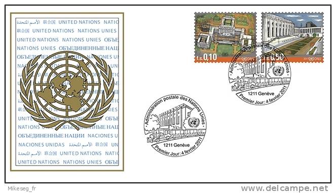 ONU Genève 2011 - FDC Paire Defintives (F.S. 0,10 + 0,50) - FDC