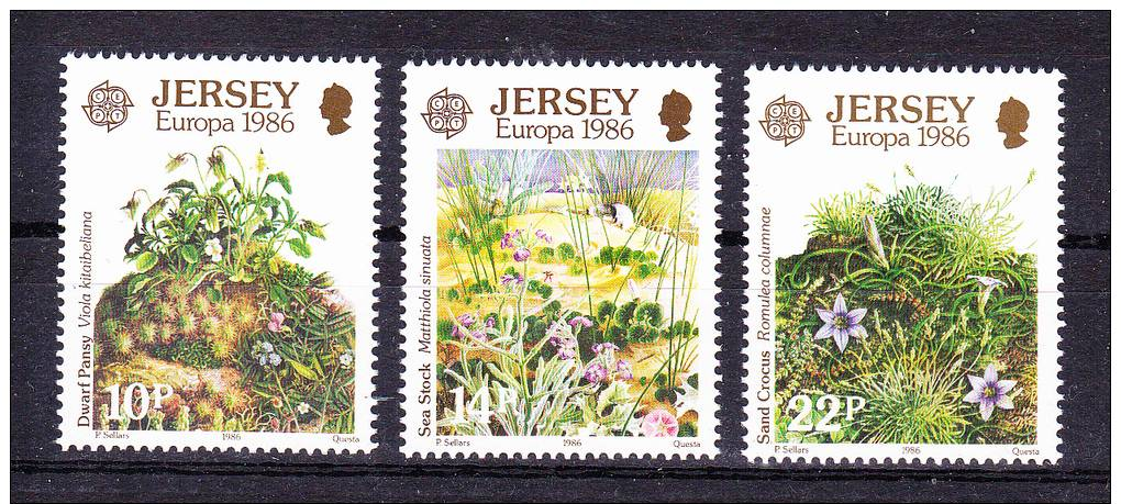 JERSEY  1986, Europa CEPT  , Y&T  #  372/4 , Cv   4,00  E , ** M N H , V V F - Jersey