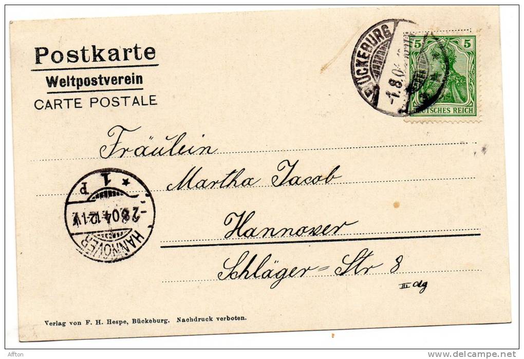 Buckeburg 1904 Postcard - Bueckeburg