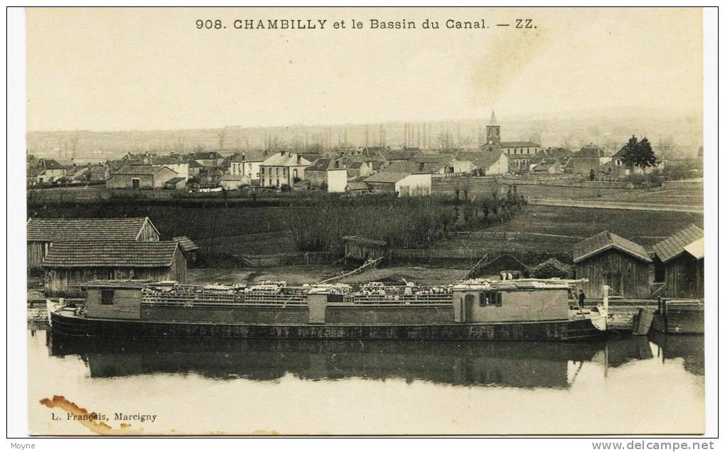 7518 -  Saone Et Loire -  CHAMBILLY Et Le Bassin Du Canal  , Péniche , Beau Plan ....circulée - Otros & Sin Clasificación