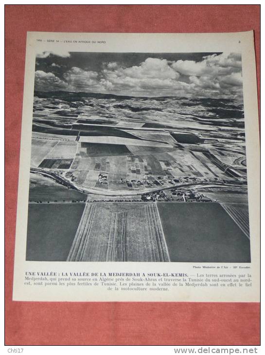 TUNISIE   1950  AGRICULTURE LA VALLEE DE LA MEDJERDAH / CARTHAGE / TUNIS    FORMAT 24X21 CM - Lieux