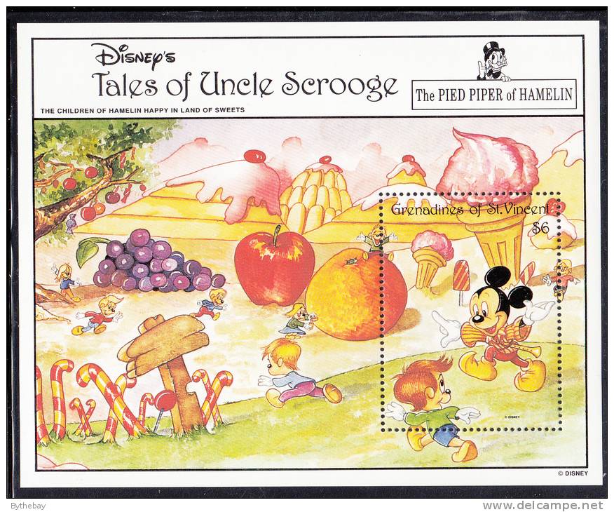 St. Vincent Grenadines MNH Scott #979 Souvenir Sheet $6 Disney's Mickey Mouse As Pied Piper Of Hamelin - St.Vincent & Grenadines
