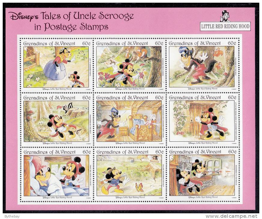 St. Vincent Grenadines MNH Scott #966 Sheet Of 9 60c Disney´s Mickey & Minnie In Little Red Riding Hood - St.Vincent & Grenadines