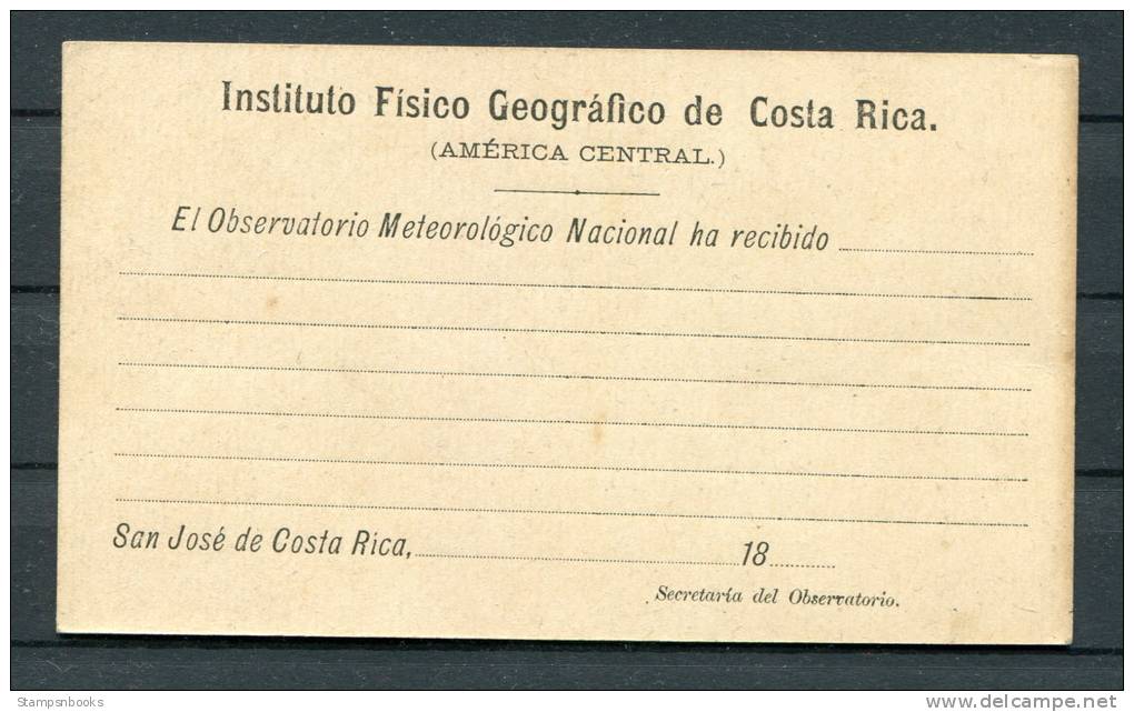 Instituto Fisico Geografico De Costa Rica Stationery Card - Unused - Costa Rica