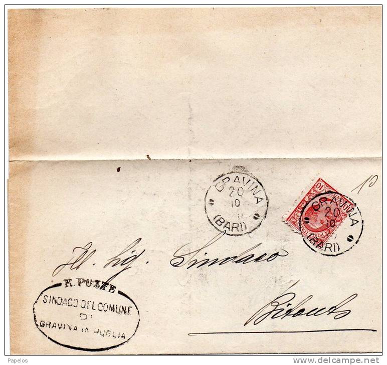 LETTERA  CON ANNULLO GRAVINA BARI - Storia Postale